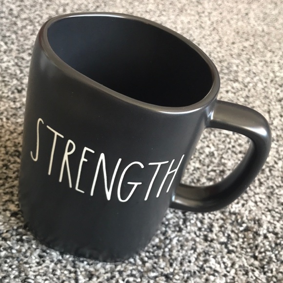 Rae Dunn STRENGTH Black Ceramic Coffee Mug - Picture 2 of 6